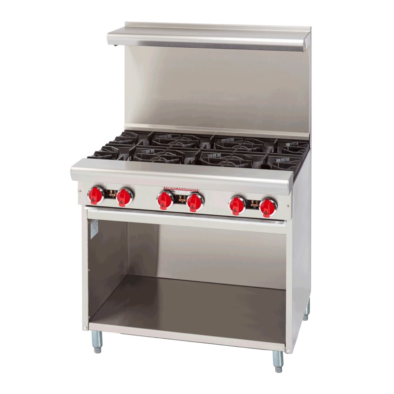 American Range AR-6-SB 36" Range with (6) Open Burners and Open Cabinet Base, LP Gas