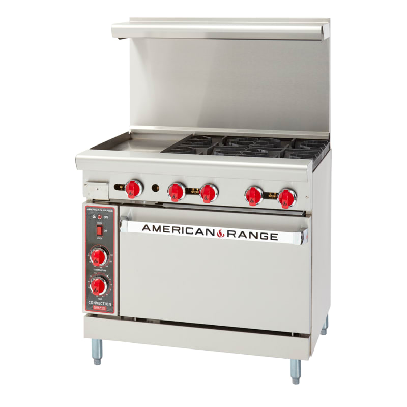 American Range AR-12G-4B-C 36" Griddle Range with (4) Open Burners and Convection Oven, LP Gas