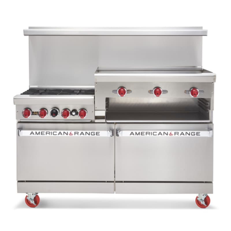 American Range AR-4B-12RG-C 36" Raised Griddle Range with (4) Open Burners and Convection Oven, Natural Gas