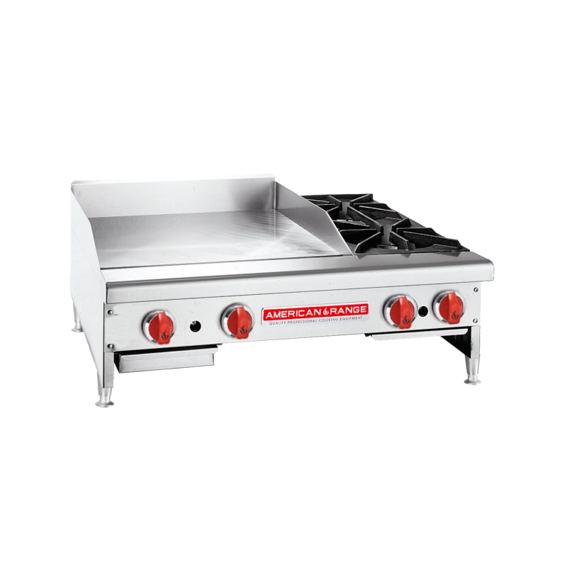 American Range AR36-24G2OB 36" Countertop Griddle with (2) Open Burners, LP Gas