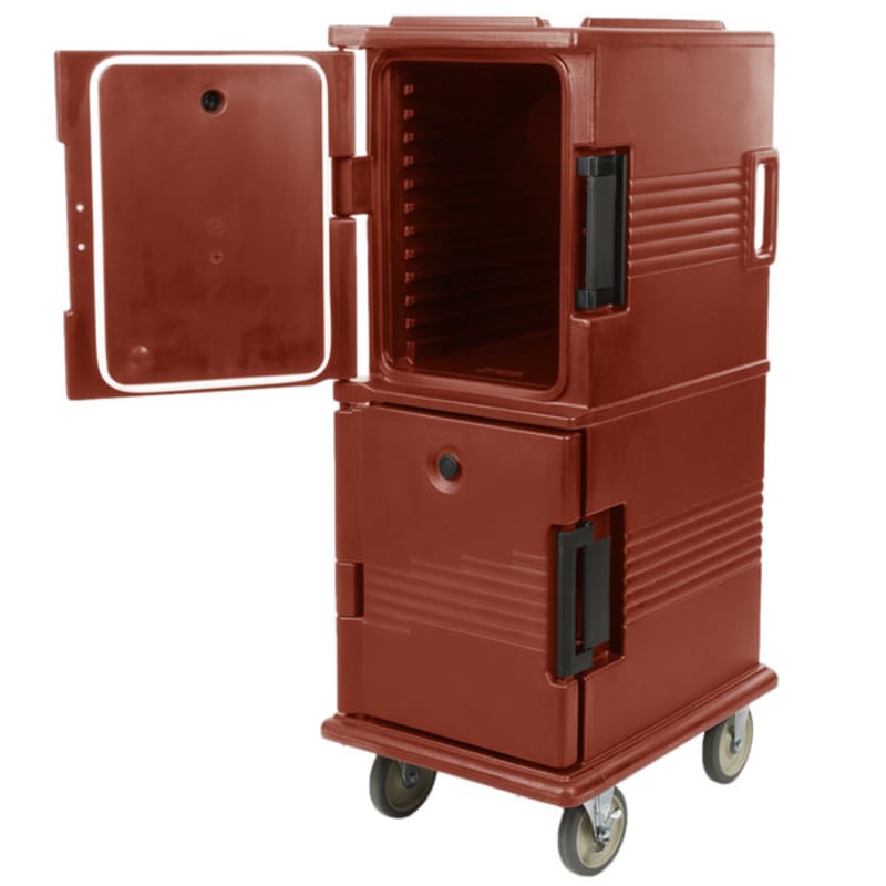 Cambro UPC800402 Ultra Camcart® 2-Compartment Insulated Food Pan Carrier, 12-Pan Capacity, Brick Red