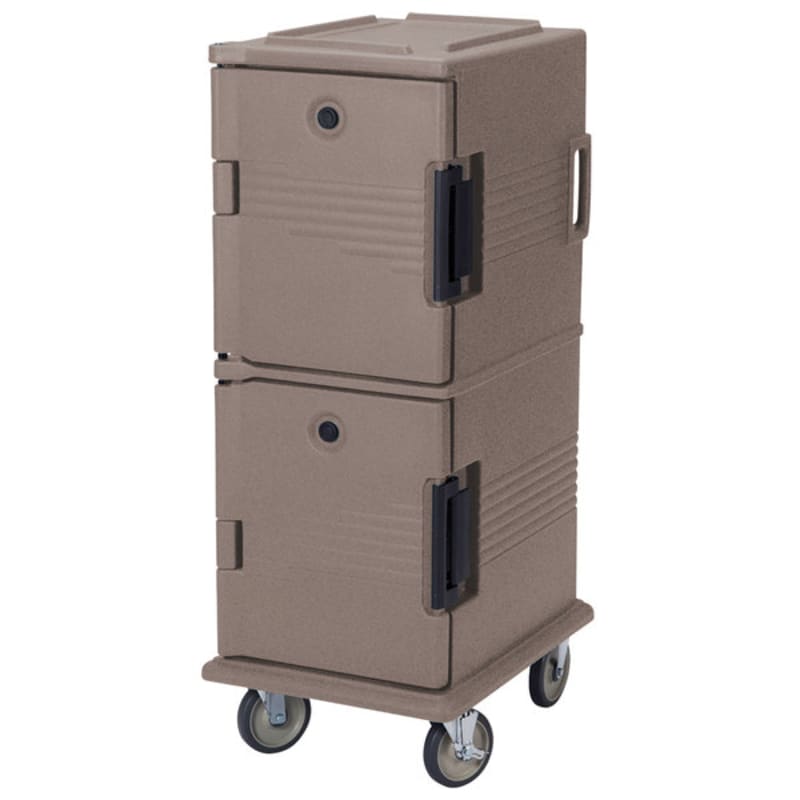 Cambro UPC800SP194 Ultra Camcart® 2-Compartment Tamper-Resistant Insulated Food Pan Carrier, 12-Pan Capacity, Granite Sand