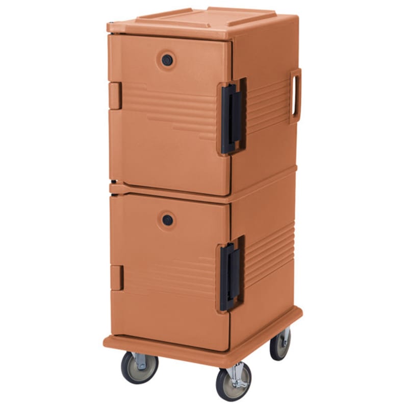 Cambro UPC800SP157 Ultra Camcart® 2-Compartment Tamper-Resistant Insulated Food Pan Carrier, 12-Pan Capacity, Coffee Beige