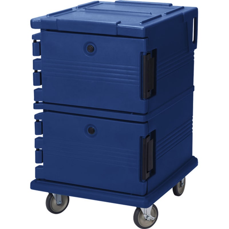 Cambro UPC1200186 Ultra Camcart® 2-Compartment Insulated Food Pan Carrier, 16-Pan Capacity, Navy Blue
