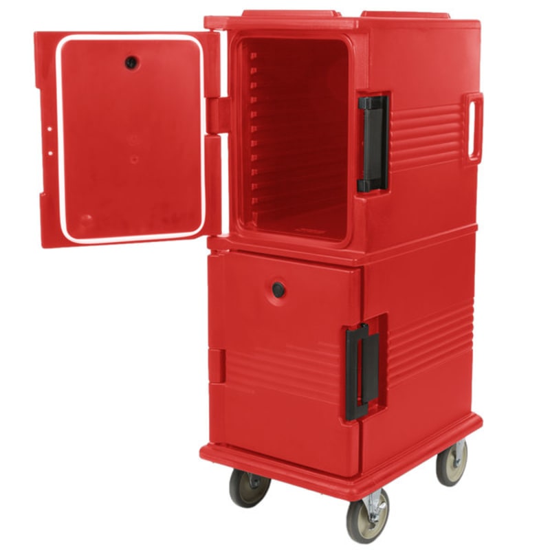 Cambro UPC800158 Ultra Camcart® 2-Compartment Insulated Food Pan Carrier, 12-Pan Capacity, Hot Red