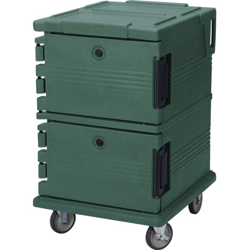 Cambro UPC1200192 Ultra Camcart® 2-Compartment Insulated Food Pan Carrier, 16-Pan Capacity, Granite Green