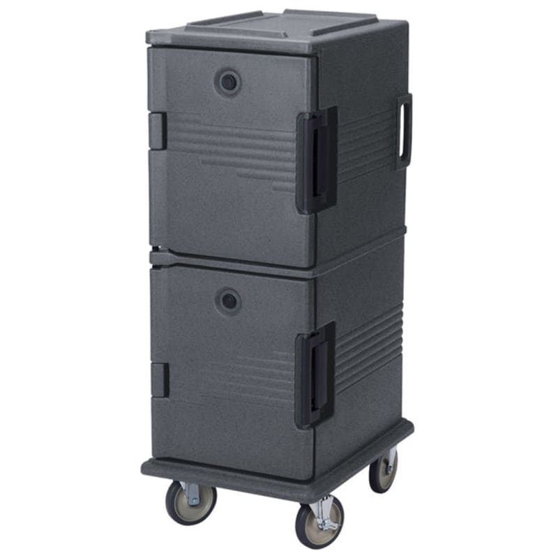 Cambro UPC800SP191 Ultra Camcart® 2-Compartment Tamper-Resistant Insulated Food Pan Carrier, 12-Pan Capacity, Granite Gray