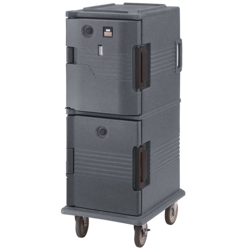 Cambro UPCHT800191Ultra Camcart® 2-Compartment Heated Food Pan Carrier, 12-Pan Capacity, 110V, Granite Gray