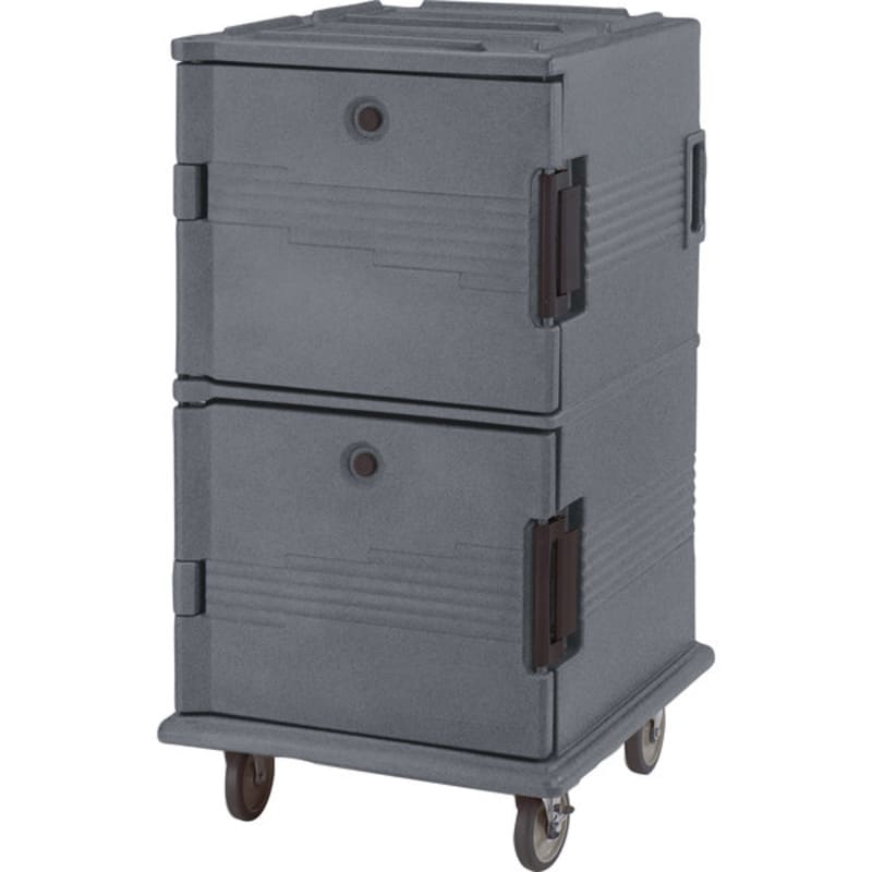 Cambro UPC1600SP191 Ultra Camcart® 2-Compartment Tamper-Resistant Insulated Food Pan Carrier, 24-Pan Capacity, Granite Gray