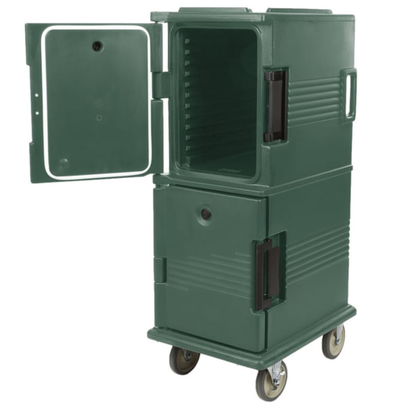 Cambro UPC800192 Ultra Camcart® 2-Compartment Insulated Food Pan Carrier, 12-Pan Capacity, Granite Green