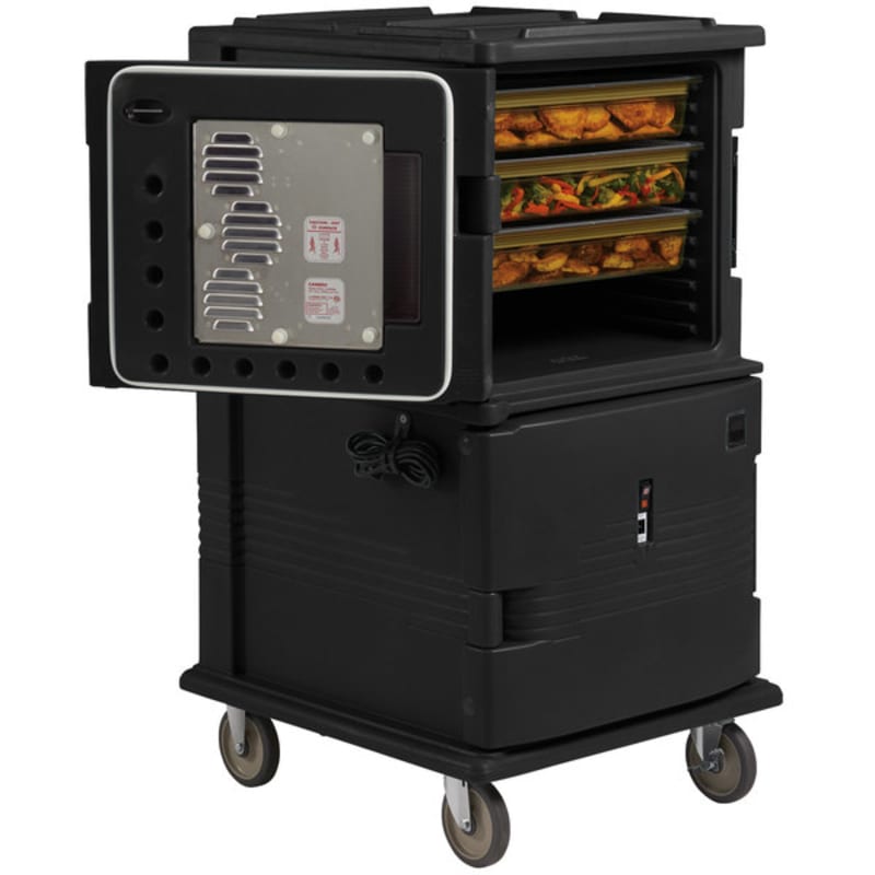 Cambro UPCHT1600110 Ultra Camcart® 2-Compartment Heated Food Pan Carrier, 24-Pan Capacity, 110V, Black