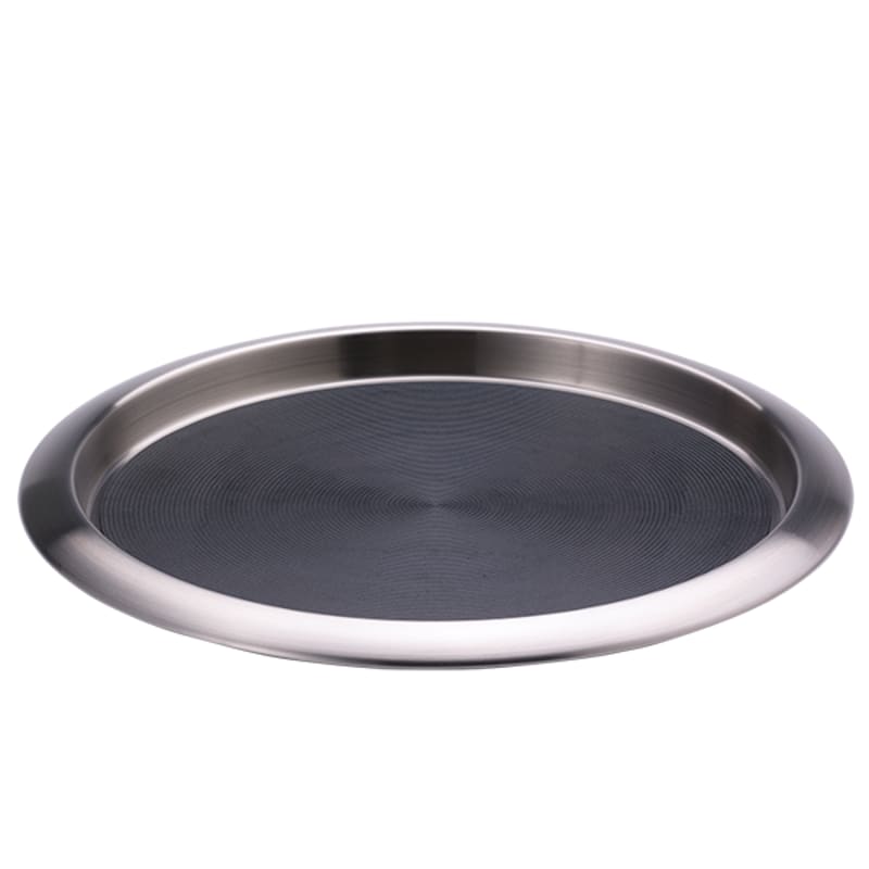 Service Ideas TR1412SR Tray with Top and Bottom Built in Non-Slip Rubber Inserts, 12" Round, Stainless Steel, Brushed