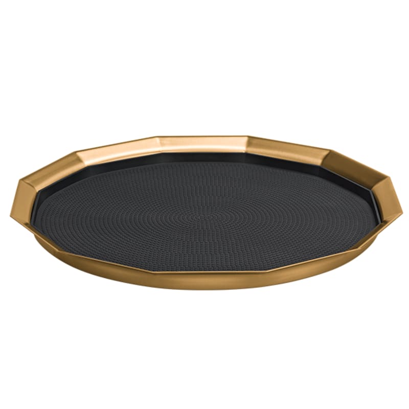 Service Ideas TRPN1614RIBSVG Paneled Tray with Removable Insert, 12 Paneled, 14" Inner Diameter, Stainless Steel, Vintage Gold