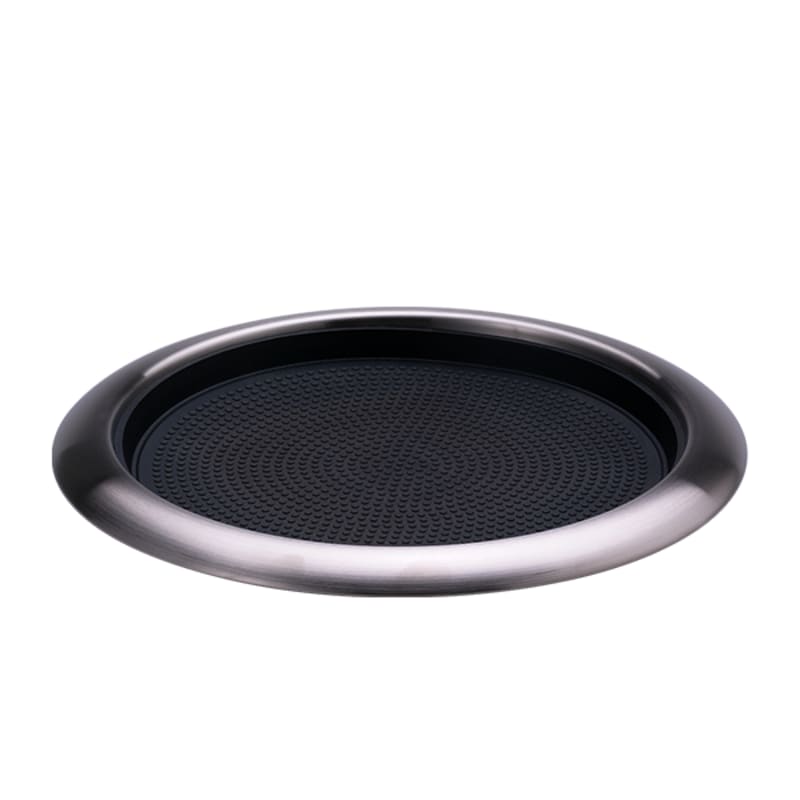 Service Ideas TR1412RIDT Tray with Removable Insert, 12" Round, Stainless Steel, Dark Tungsten
