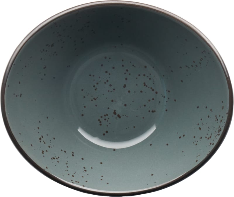International Tableware SH-922-LN Splash Stoneware Lunar Blue w/Dark Brown Oval Bowl (12oz)