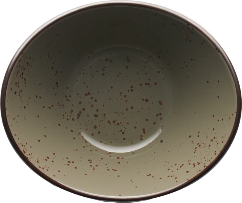 International Tableware SH-922-GS Splash Stoneware Green Smoke w/Dark Brown Oval Bowl (12oz)