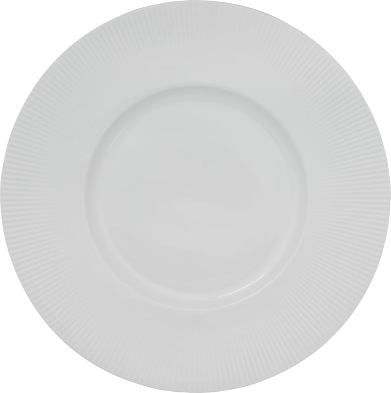 International Tableware SB-166 Sunburst Porcelain BW 2-1/4" Wide Rim Plate 10-1/2"
