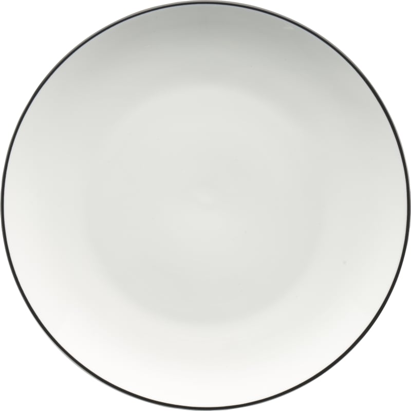 International Tableware TB-21-BL Torino Bistro Porcelain EW w/Black Coupe Plate 12"