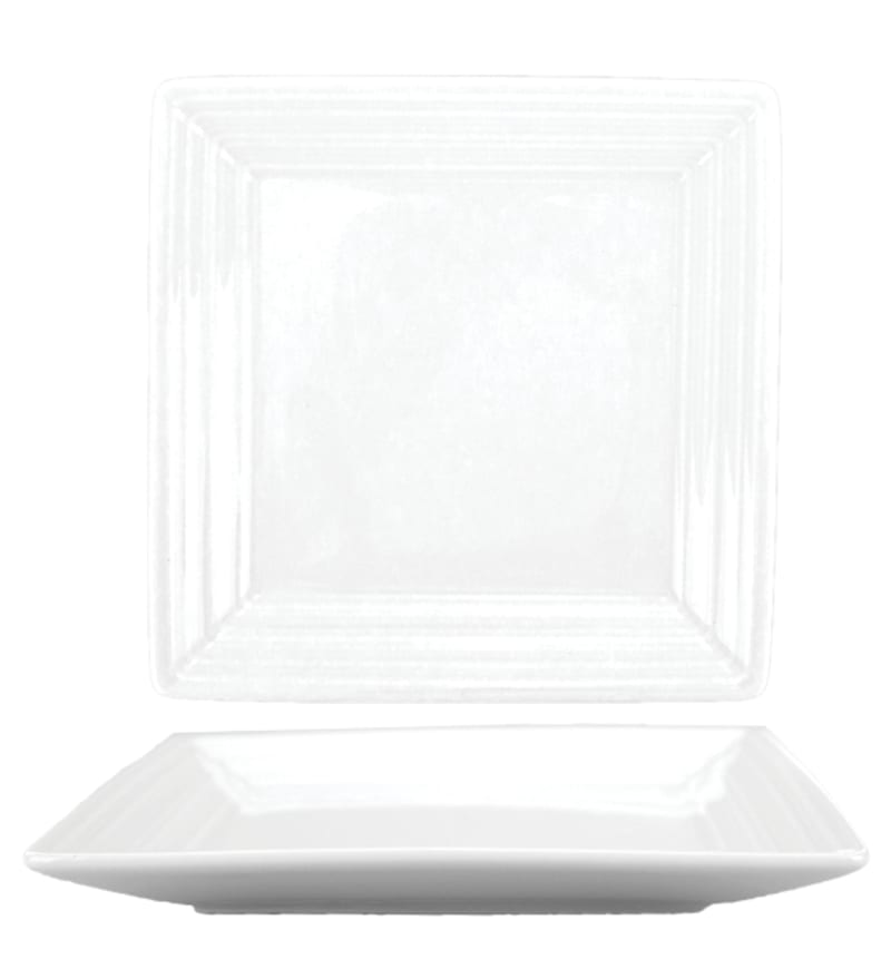 International Tableware MZ-88 Marzano Porcelain BW Square Rim Plate 8-1/2"