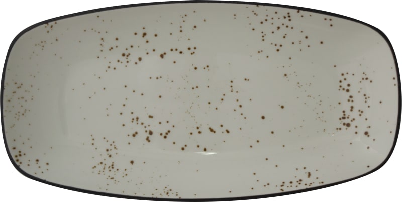International Tableware SH-13-CR Splash Stoneware Creme w/Dark Brown Platter 11-5/8"