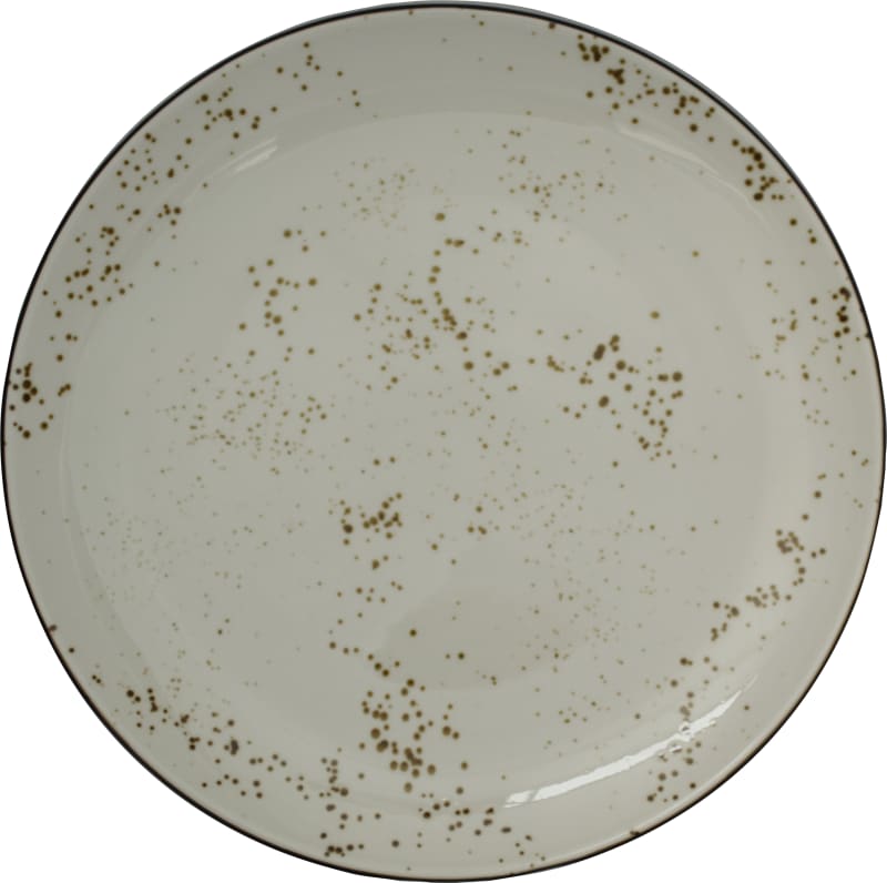 International Tableware SH-21-CR Splash Stoneware Crème w/Dark Brown Plate 12"