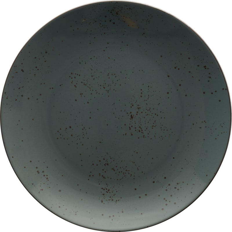International Tableware SH-16-LN Splash Stoneware Lunar Blue w/Dark Brown Plate 10-1/2"
