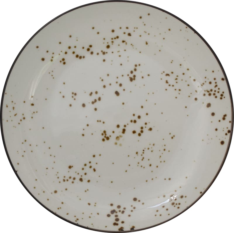 International Tableware SH-77-CR Splash Stoneware Cr√®me w/Dark Brown Plate 7"