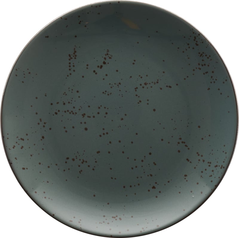 International Tableware SH-22-LN Splash Stoneware Lunar Blue w/Dark Brown Plate 8-1/8"