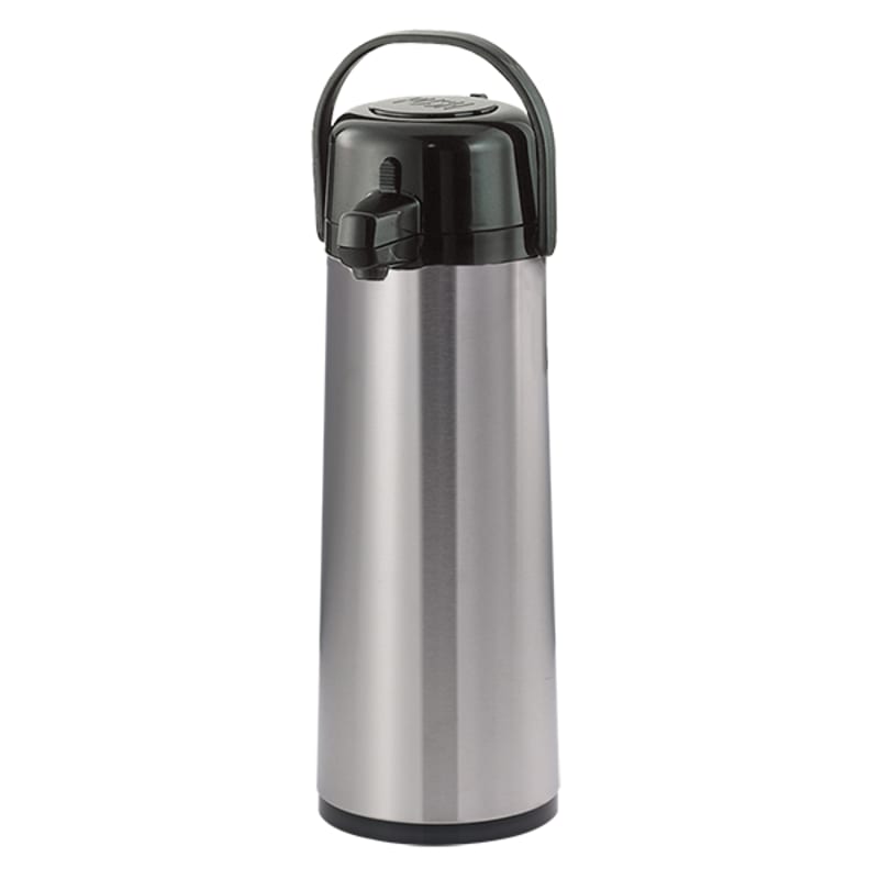 Service Ideas ECA30S Eco-Air Smooth Plastic Vacuum Insulated Airpot, Glass Vacuum, Push Button Lid, 3 Liter, Brushed Stainless and Black