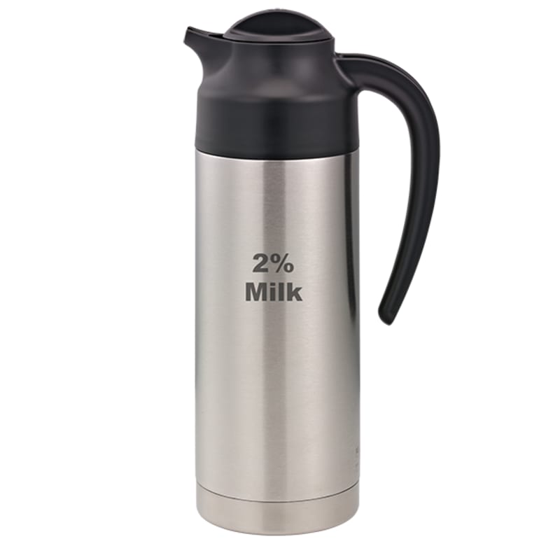 Service Ideas S2SN1002PCTET SteelVac Creamer, Steel Base - 2% Milk, Stainless Vacuum Insulated Carafe, 1 Liter, Brushed Stainless