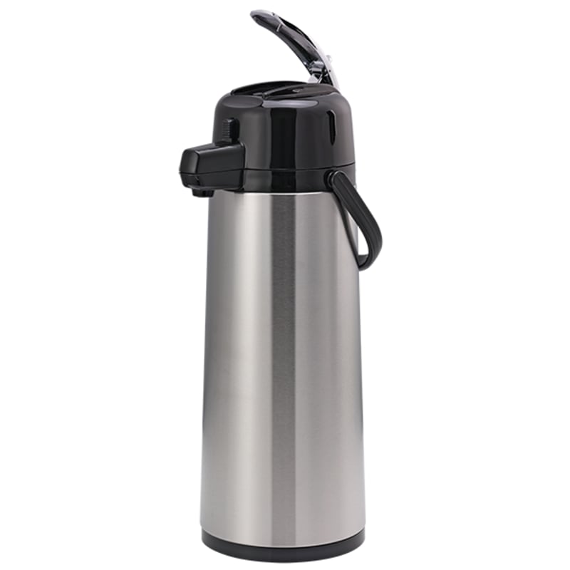 Service Ideas ECAL25S Eco-Air Smooth Plastic Vacuum Insulated Airpot, Glass Vacuum, Lever Lid, 2.5 Liter, Brushed Stainless and Black