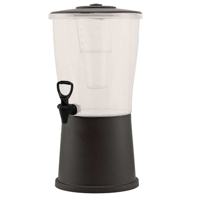 Service Ideas CBDRP3BL Beverage Dispenser with Ice Tube and Infuser Tube, Round, 3 Gallon, Plastic, Black