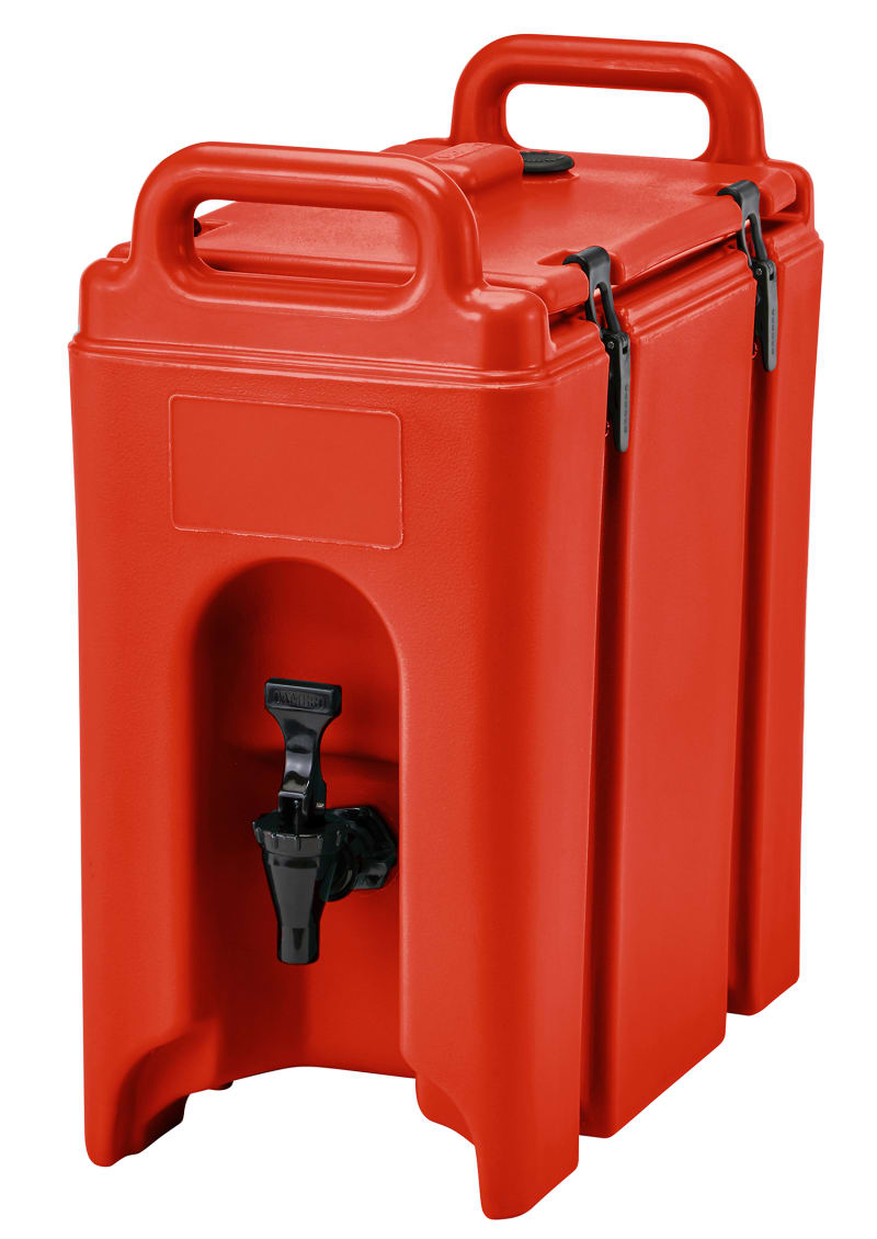 Cambro 250LCD158 Camtainer Insulated Beverage Dispenser, 2.5 Gallon Capacity, Hot Red