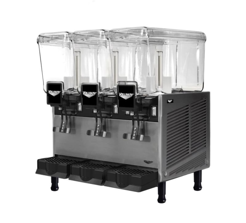 Vollrath VBBD3-37-S Refrigerated Beverage Dispenser with (3) 3.2-Gallon Bowls and Stirring Paddle Circulation
