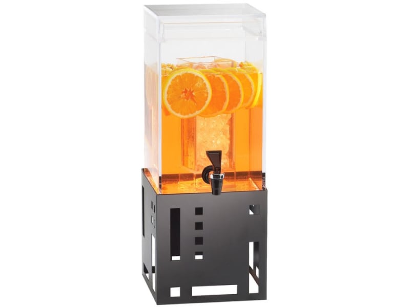 Cal-Mil 1602-1-13 Squared 1.5 Gallon Black Beverage Dispenser With Ice Chamber