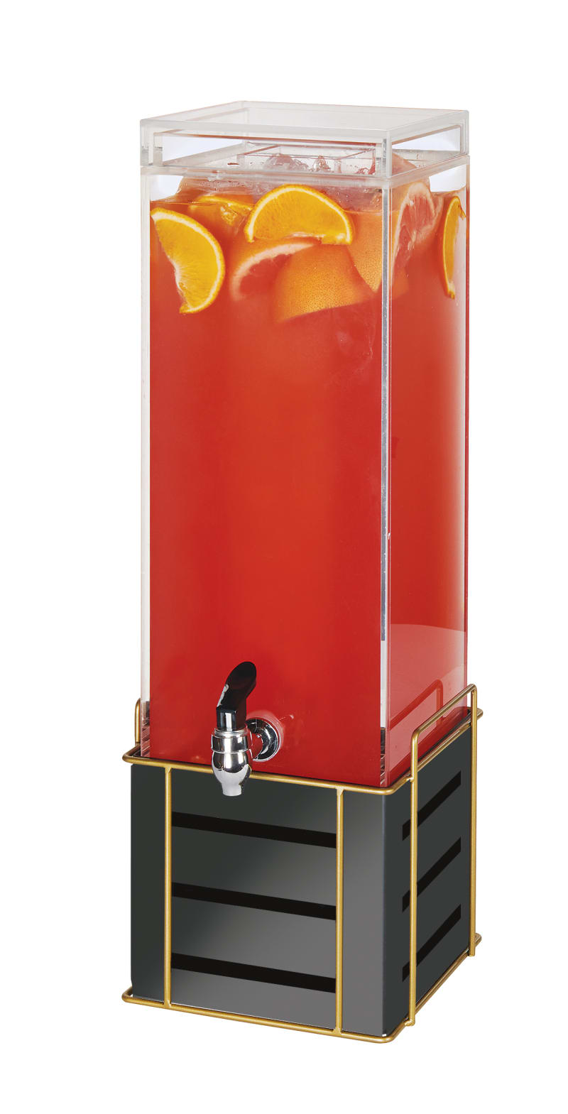 Cal-Mil 22090-3-90 Empire 3 Gallon Black Square Beverage Dispenser With Ice Chamber