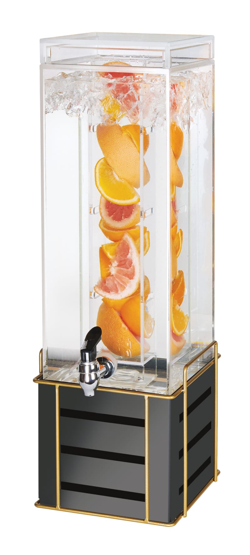 Cal-Mil 22090-3INF-90 Empire 3 Gallon Black Square Beverage Dispenser With Infusion Chamber