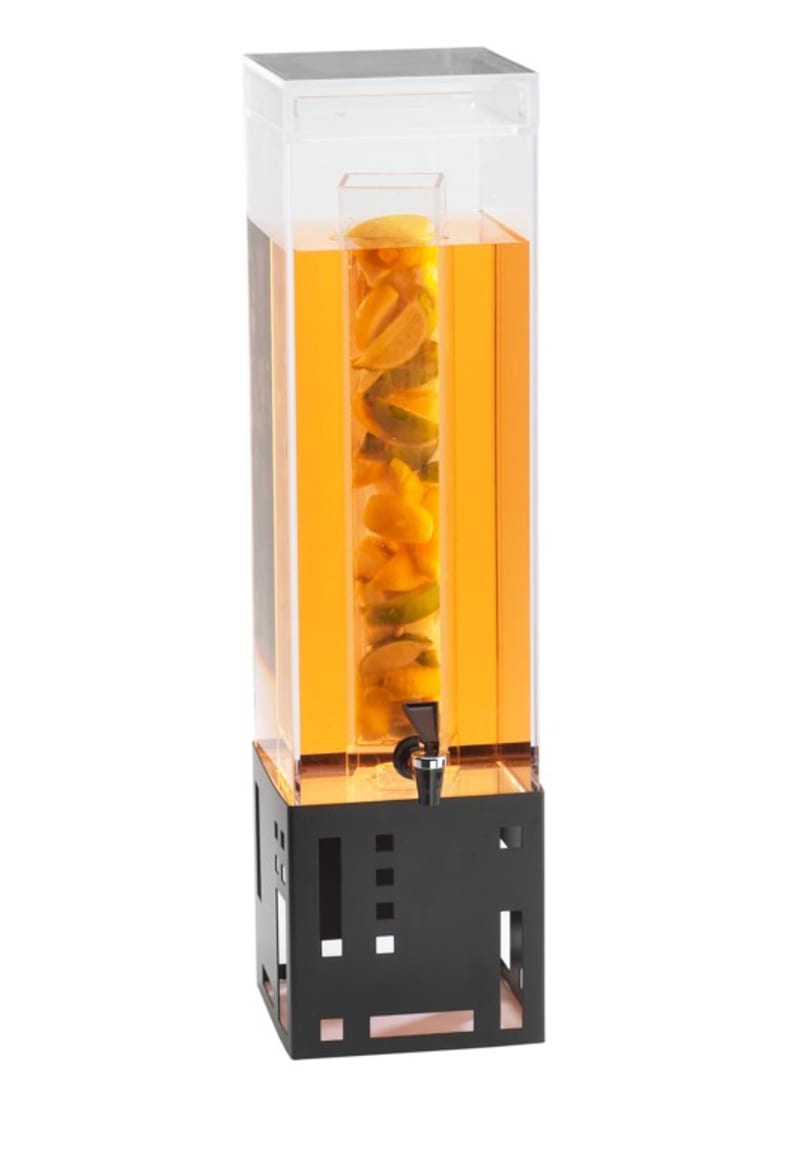 Cal-Mil 1602-3INF-13 Squared 3 Gallon Black Beverage Dispenser With Infusion Chamber