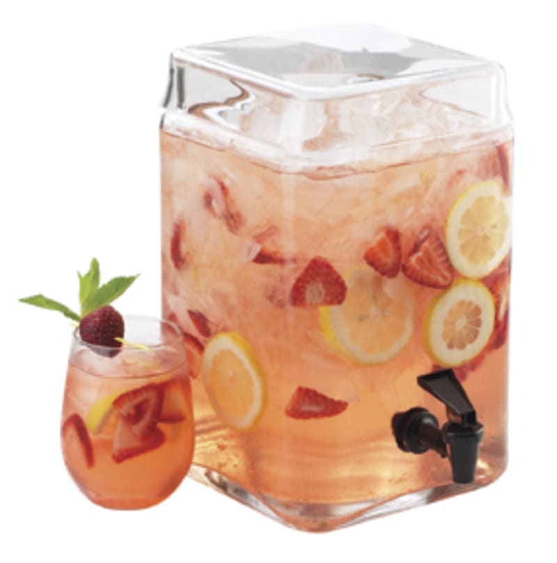 Cal-Mil 1733-2 2 Gallon Square Glass Beverage Dispenser And Infusion Jar