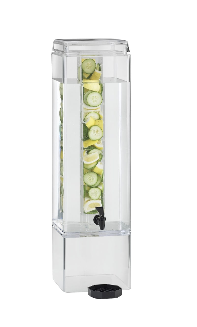 Cal-Mil 1112-5AINF Clear Acrylic 5 Gallon Square Beverage Infusion Dispenser