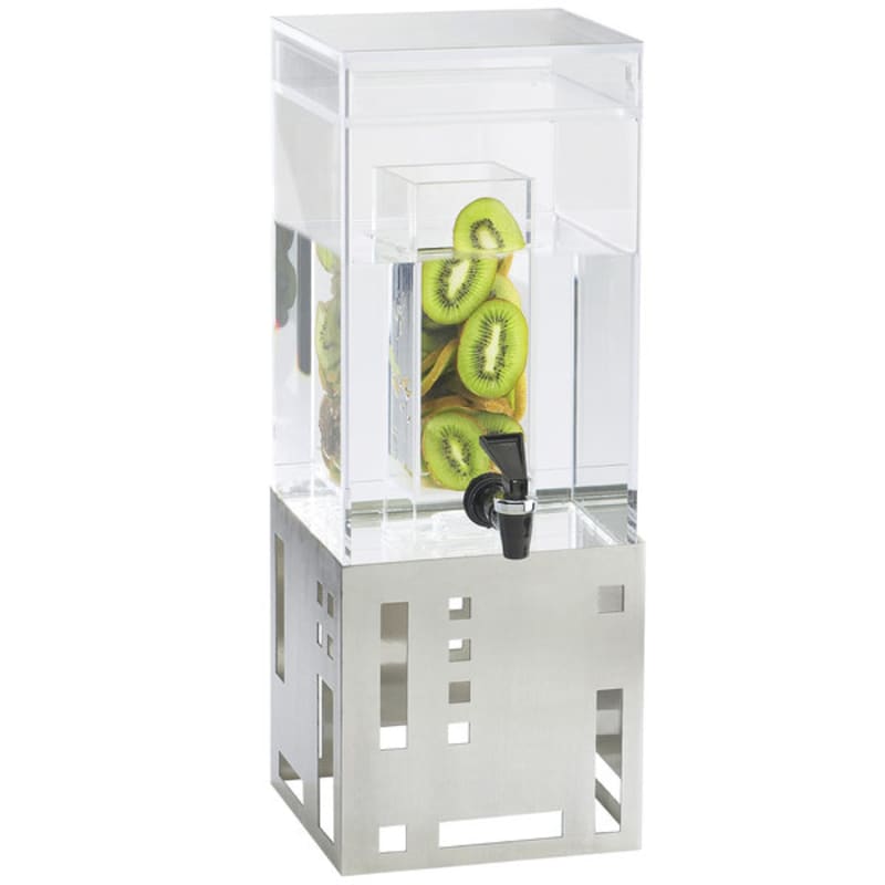 Cal-Mil 1602-1INF-55 Squared 1.5 Gallon Stainless Steel Beverage Dispenser With Infusion Chamber