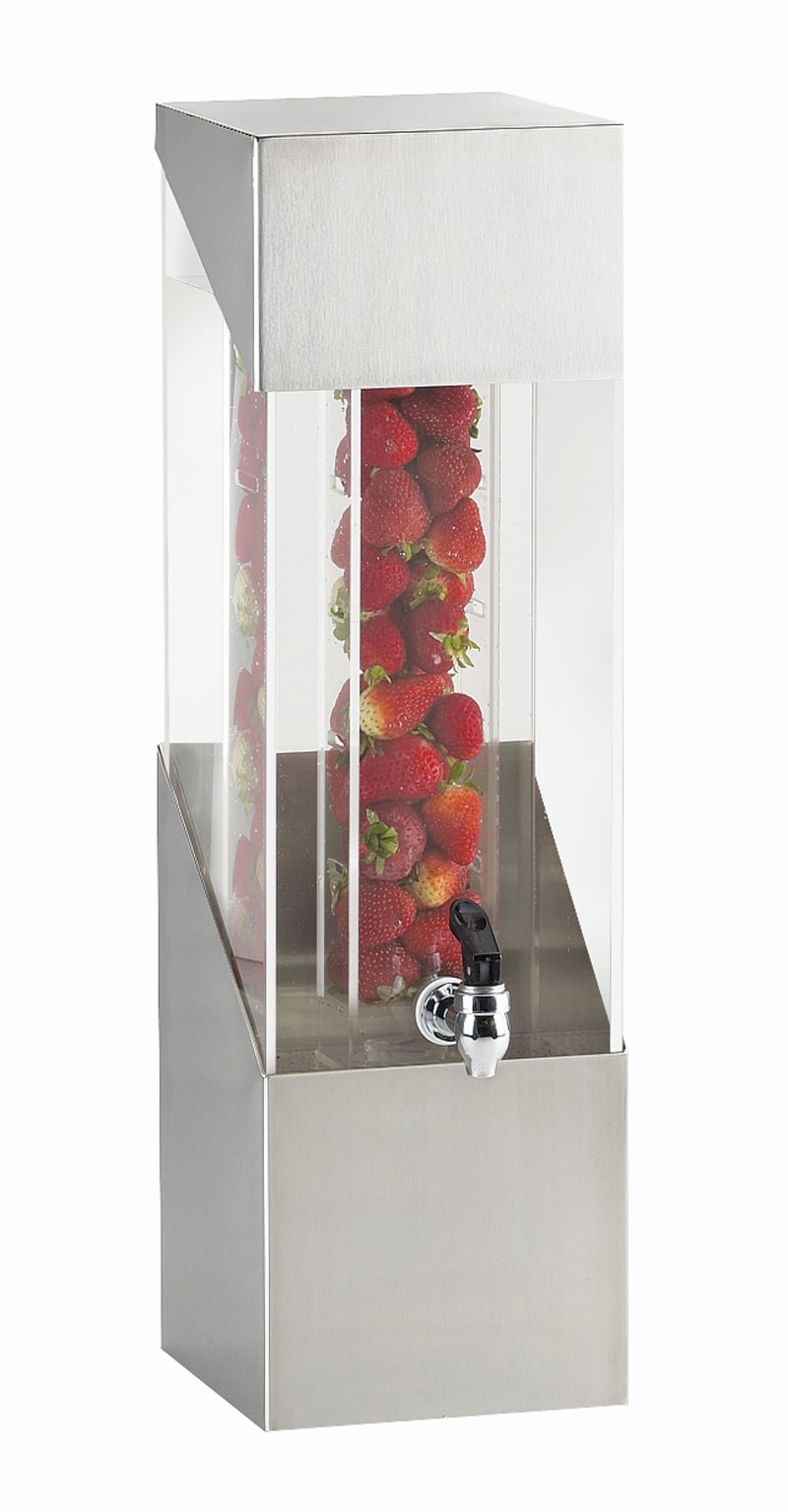 Cal-Mil 1991-3INF-55 3 Gallon Square Stainless Steel Beverage Dispenser With Infusion Chamber