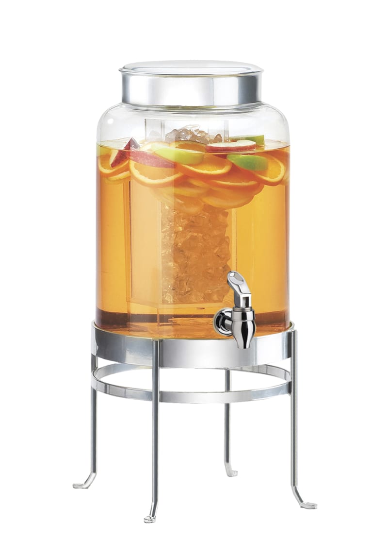 Cal-Mil 1580-2-74 Soho 2 Gallon Silver Glass Beverage Dispenser With Ice Chamber