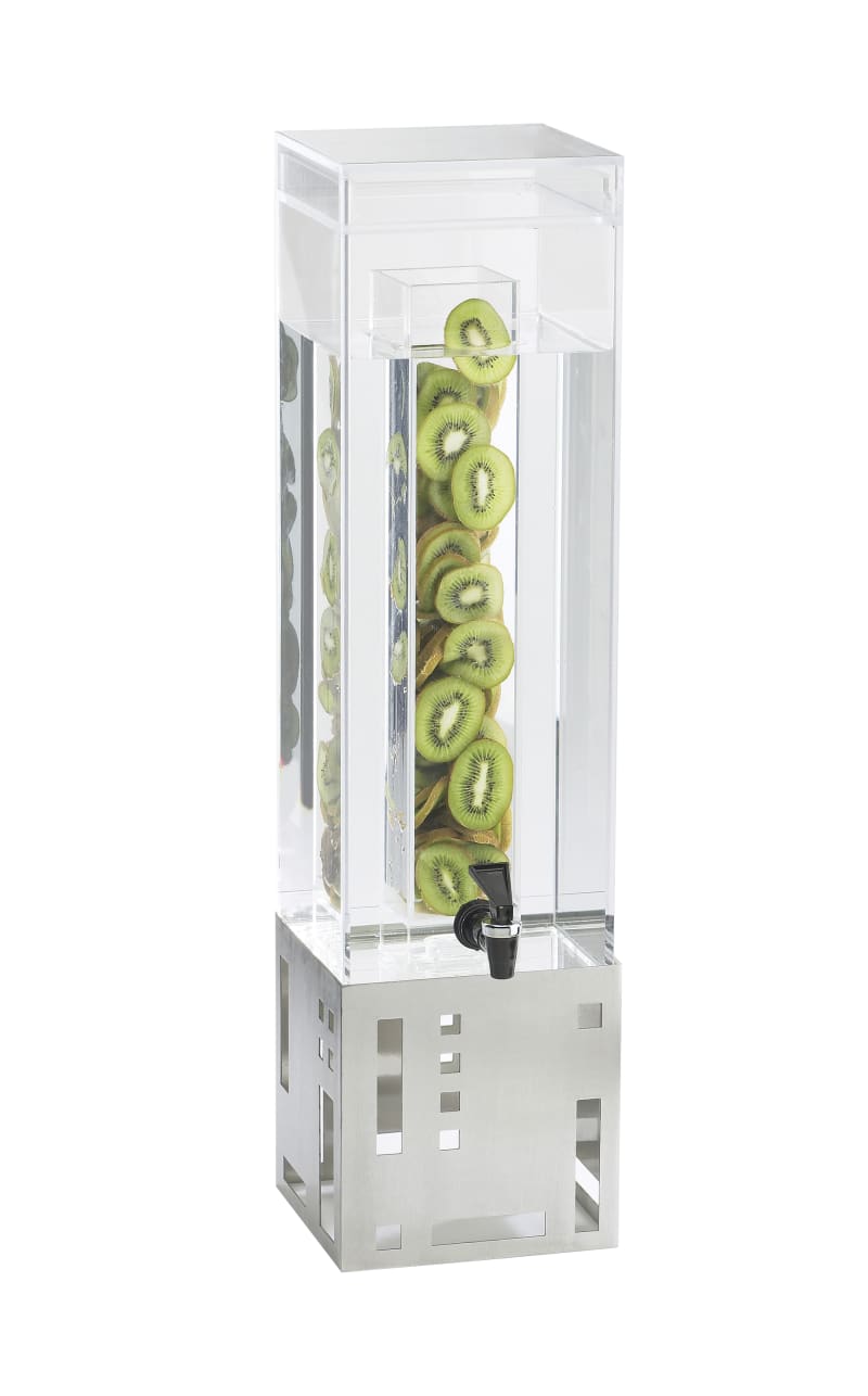 Cal-Mil 1602-3INF-55 Squared 3 Gallon Stainless Steel Beverage Dispenser With Infusion Chamber