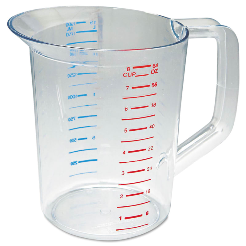 Rubbermaid Commercial FG321700CLR Bouncer Measuring Cup, 2 Qt, Clear