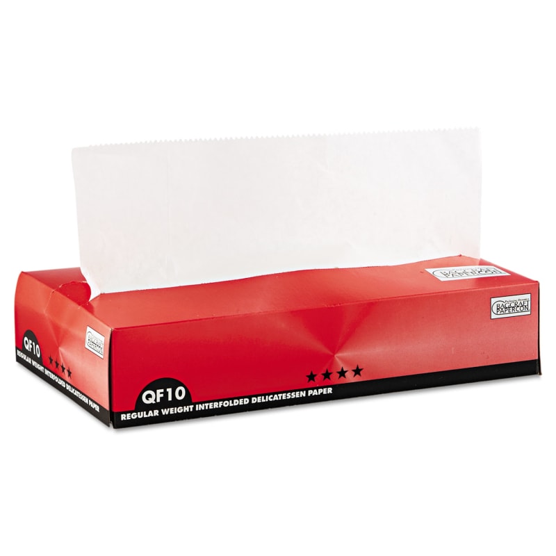Bagcraft P011010 Qf10 Interfolded Dry Wax Deli Paper, 10 X 10.25, White, 500/Box, 12 Boxes/Carton