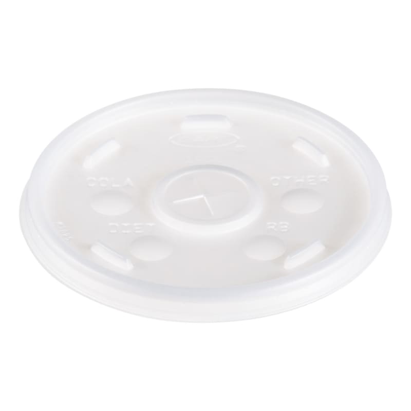 Dart 16SL Plastic Lids, Fits 12 Oz To 24 Oz Hot/Cold Foam Cups, Straw-Slot Lid, White, 100/Pack, 10 Packs/Carton