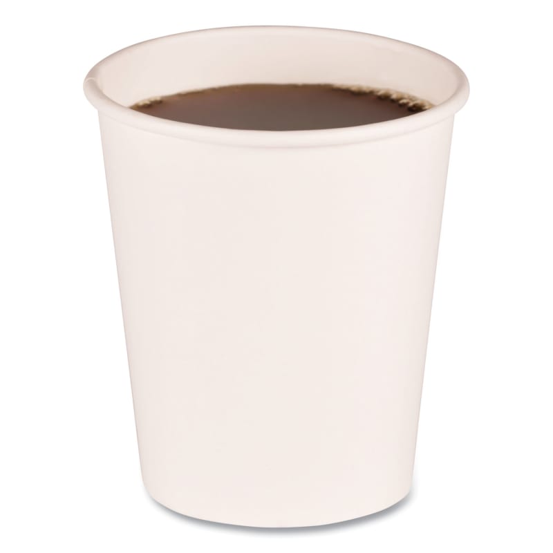 Boardwalk WHT8HCUP Paper Hot Cups, 8 Oz, White, 50 Cups/Sleeve, 20 Sleeves/Carton