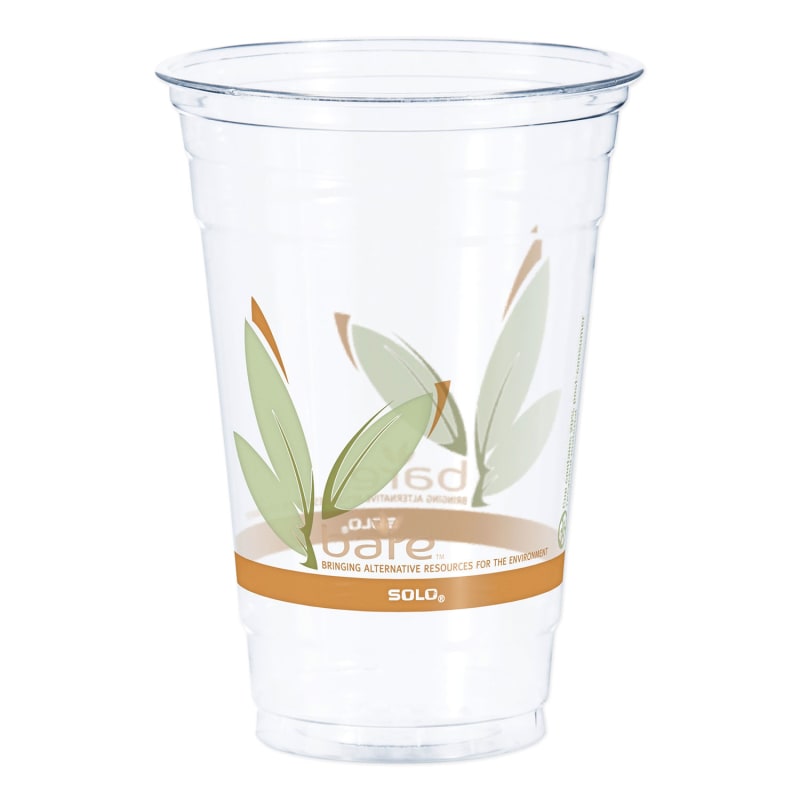 Dart RTP20BARE Bare Eco-Forward Rpet Cold Cups 20 Oz, Proplanet Seal, Leaf Design, Clear, 50/Pack, 12 Packs/Carton