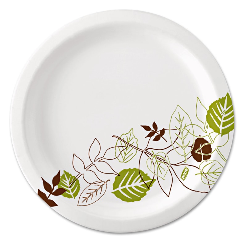 Dixie UX7WS Pathways Soak-Proof Shield Mediumweight Paper Plates, Wisesize, 6.87" Dia, Green/Burgundy, 500/Carton